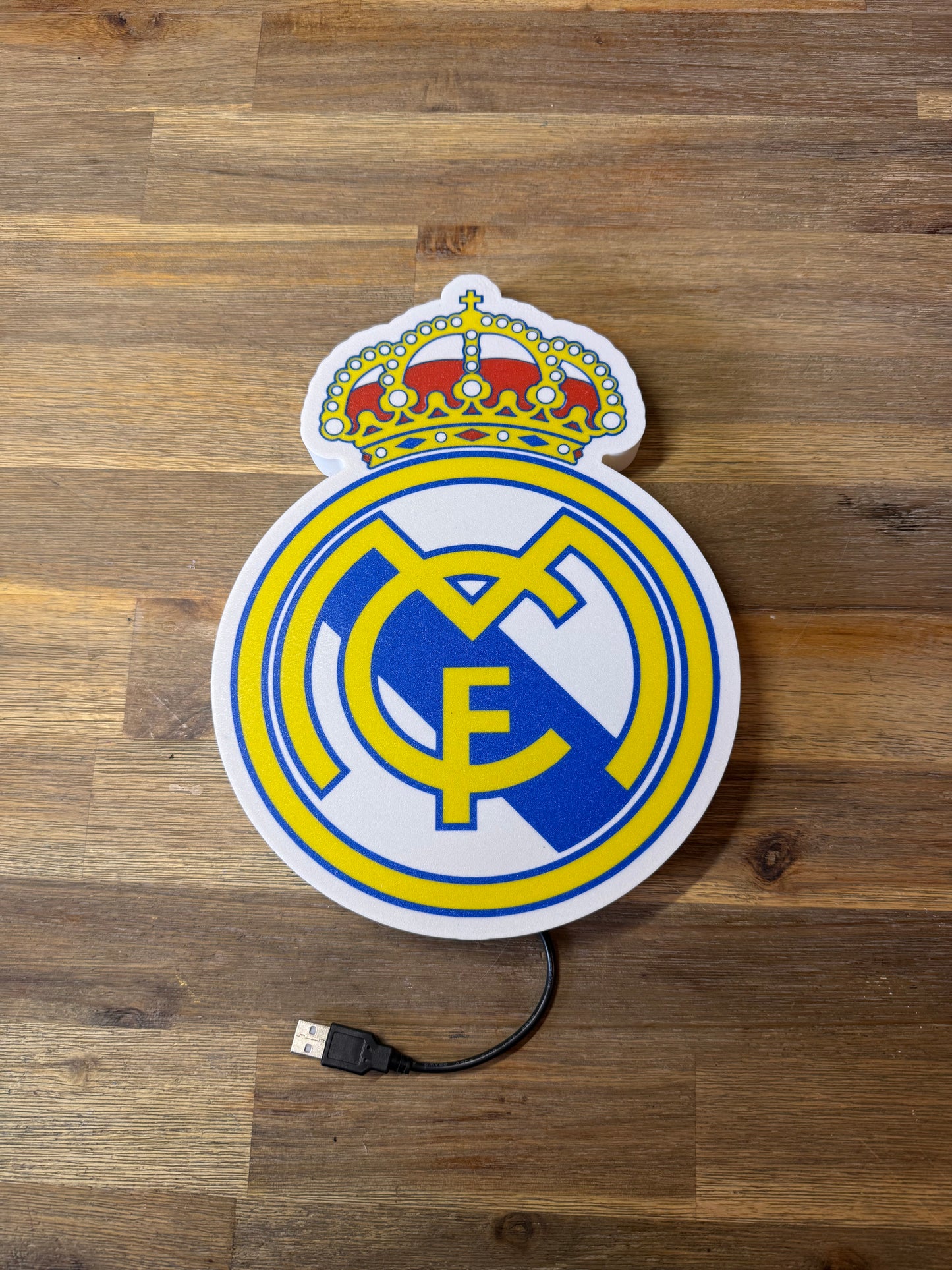 Enseigne Lumineuse Foot, Real Madrid,Football Équipe Décoration LED Support Cadeau Fan Foot