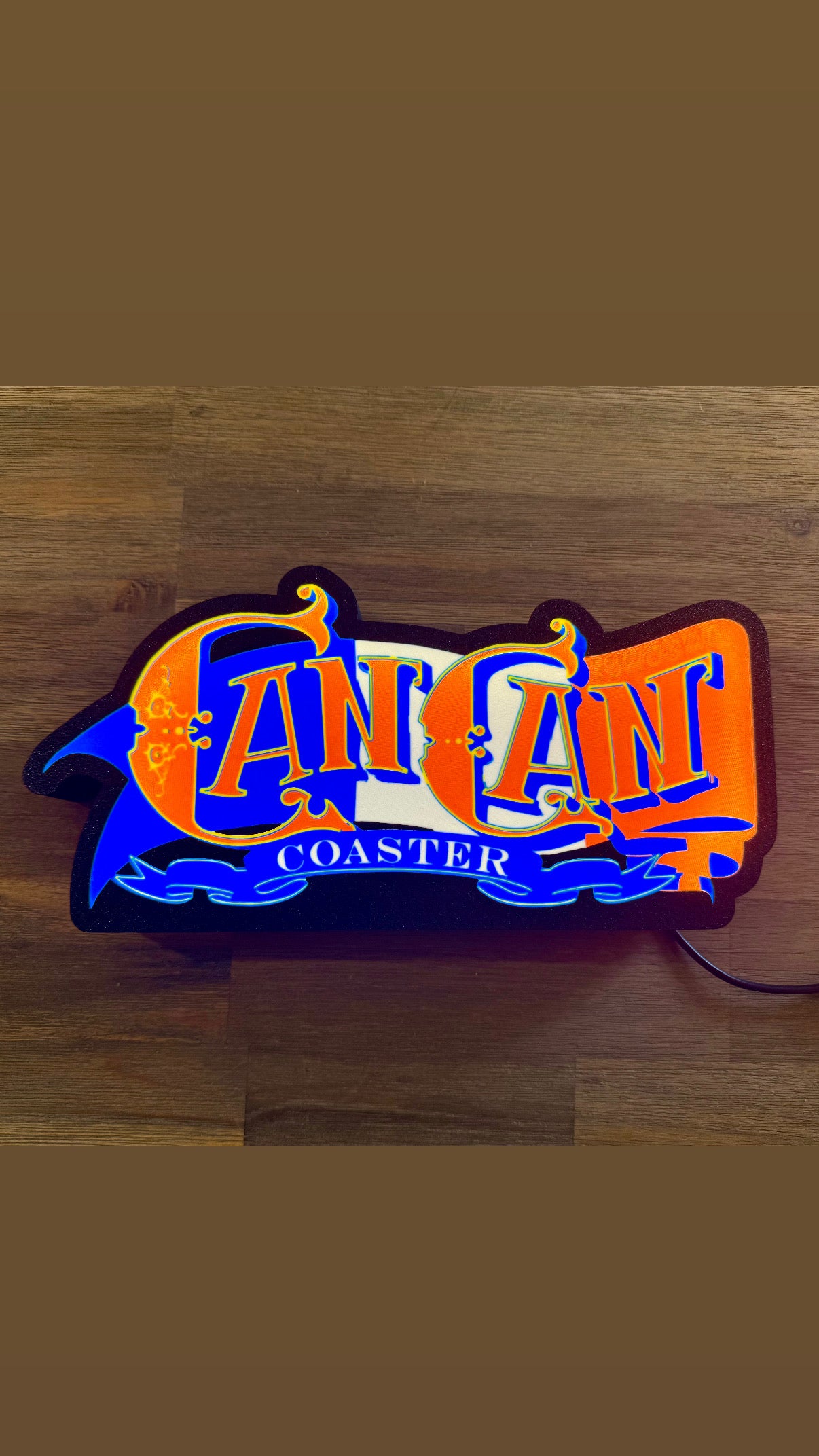 Enseigne lumineuse CanCan Coaster Eurosat 28x14 cm – Décoration LED USB – Europa-Park