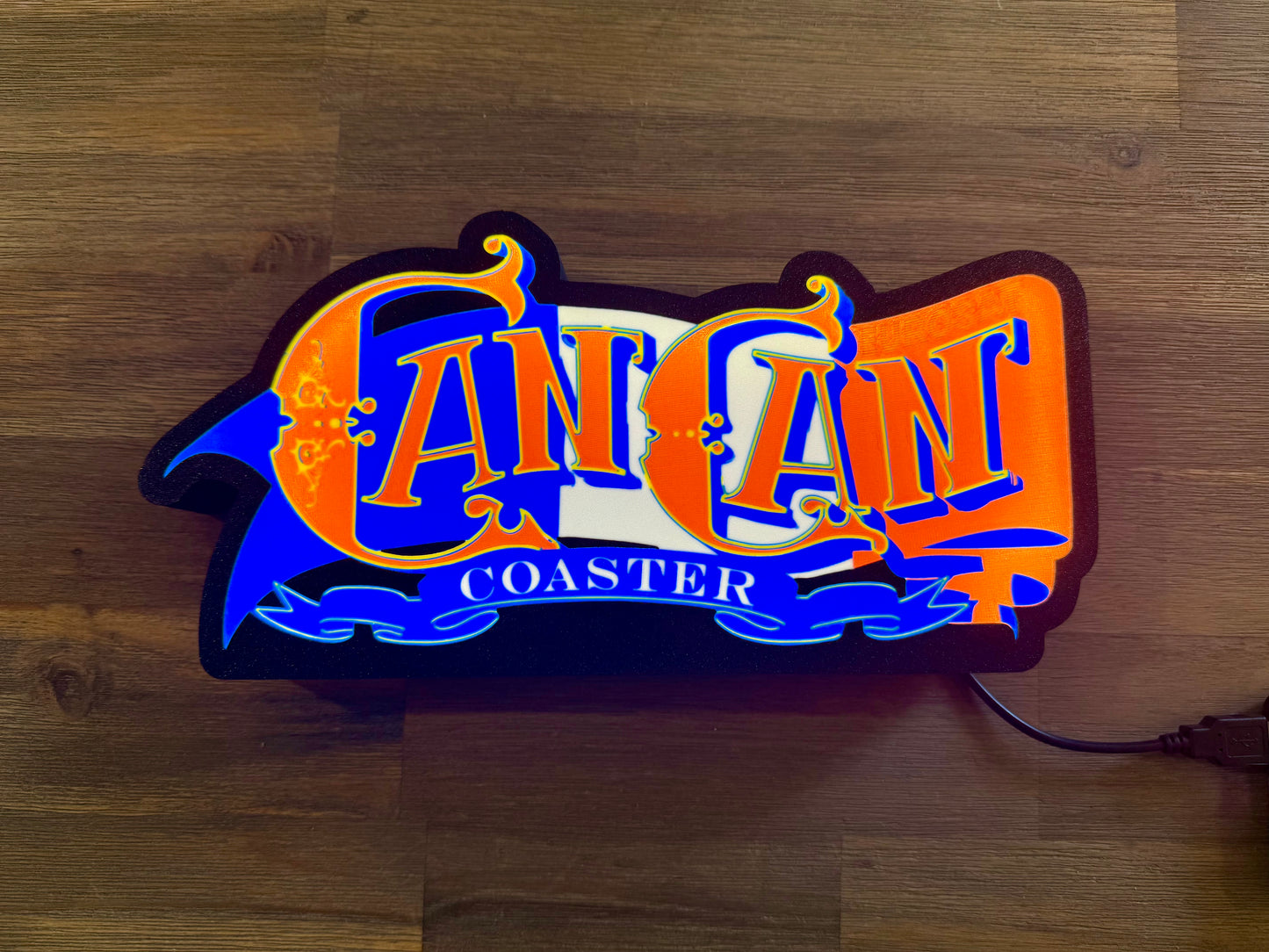 Enseigne lumineuse CanCan Coaster Eurosat 28x14 cm – Décoration LED USB – Europa-Park