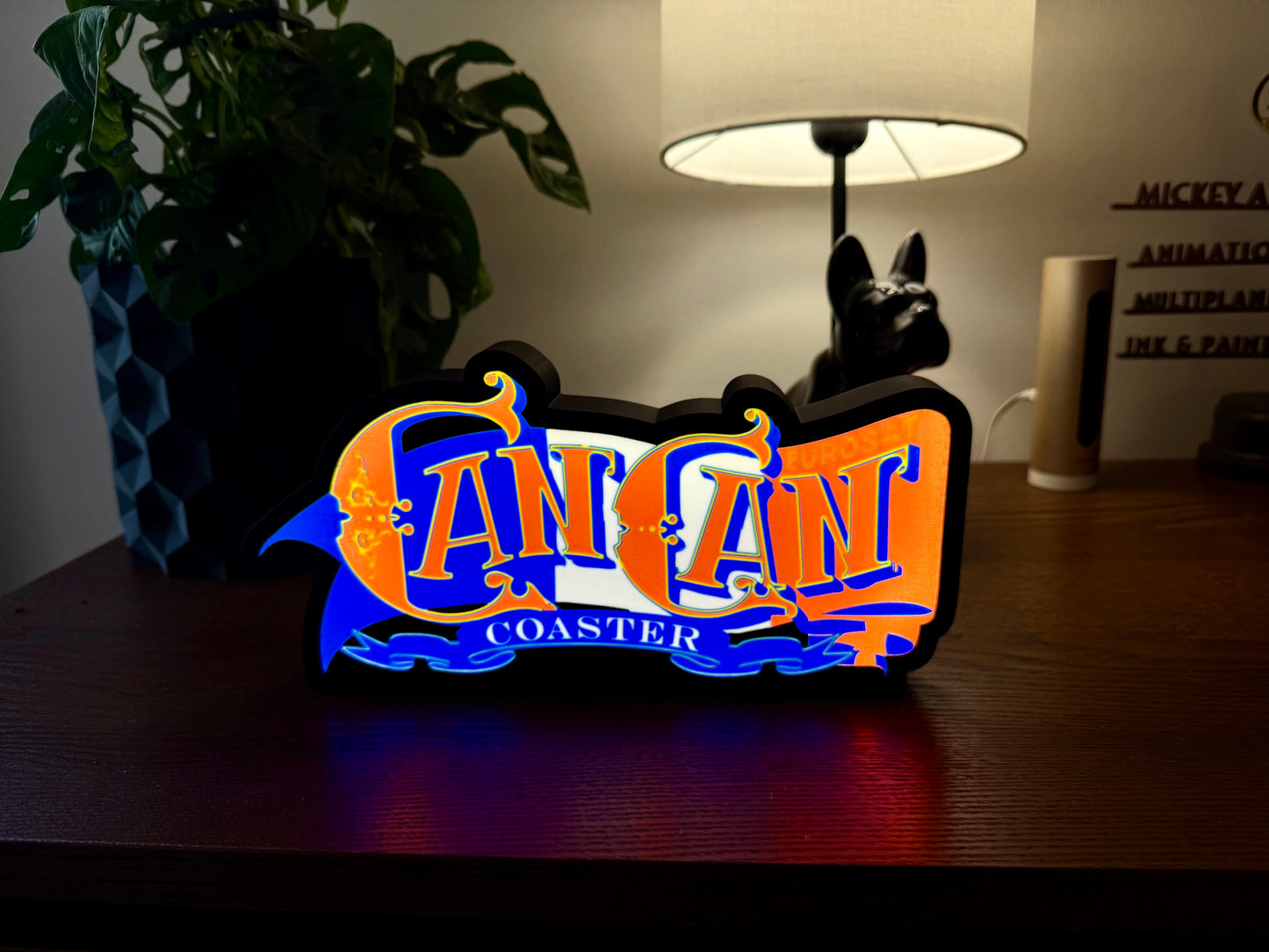 Enseigne lumineuse CanCan Coaster Eurosat 28x14 cm – Décoration LED USB – Europa-Park