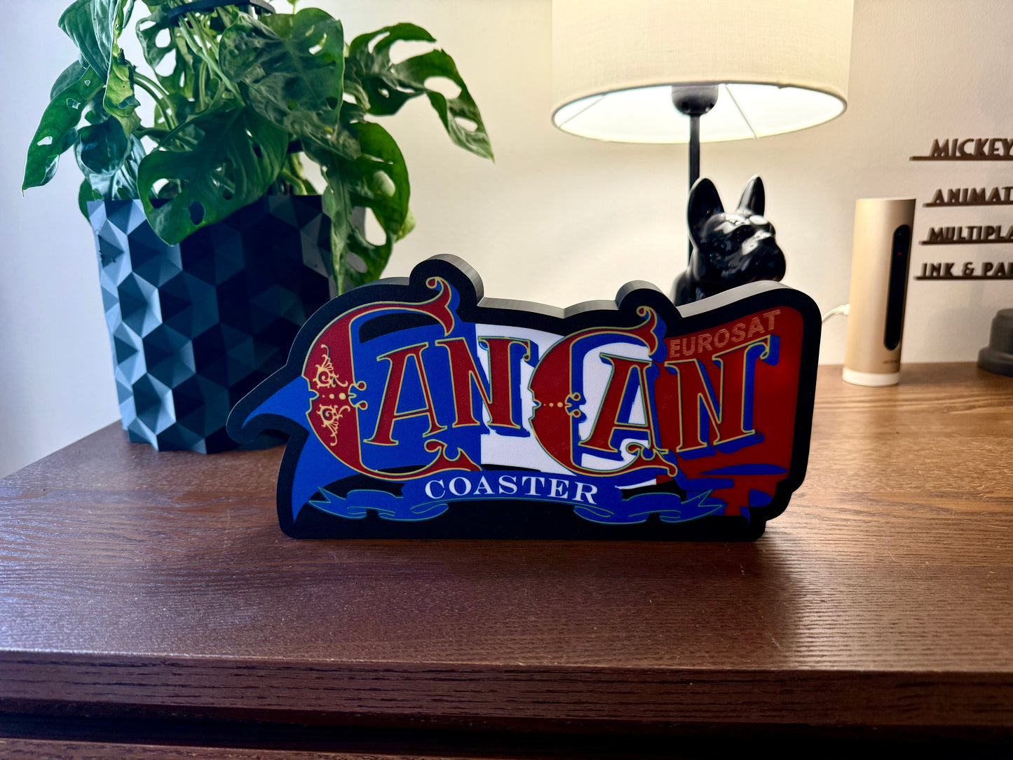 Enseigne lumineuse CanCan Coaster Eurosat 28x14 cm – Décoration LED USB – Europa-Park