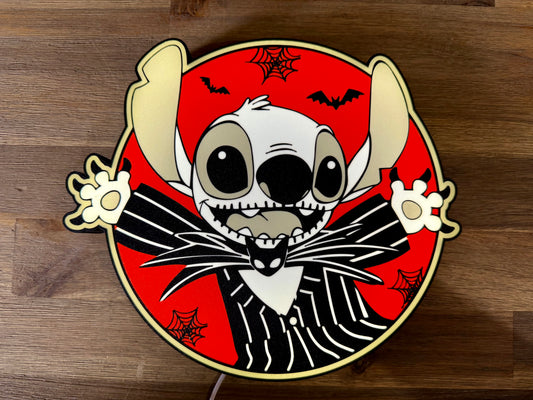 Logo lumineux Stitch Halloween – Décoration murale lumineuse 26x22x3 cm