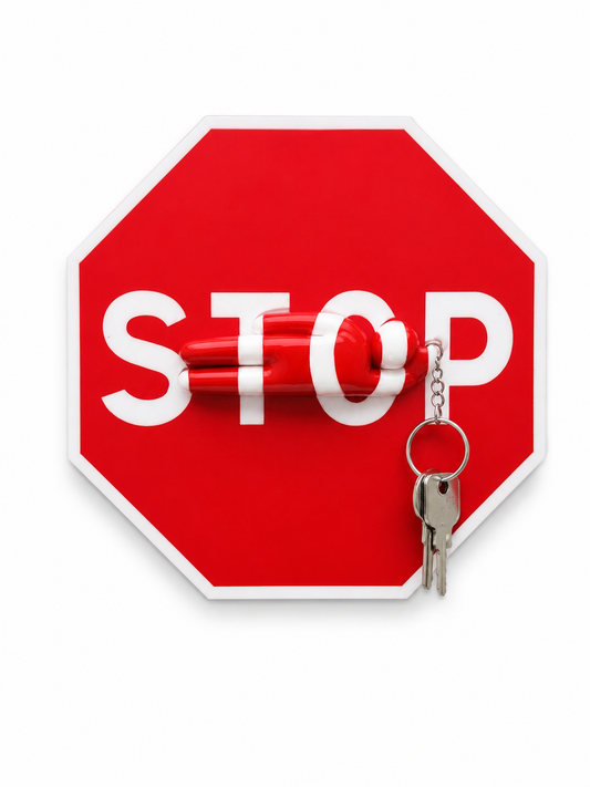 Porte-clés aimanté « STOP » – Inspiré du jeu Meccha Chameleon