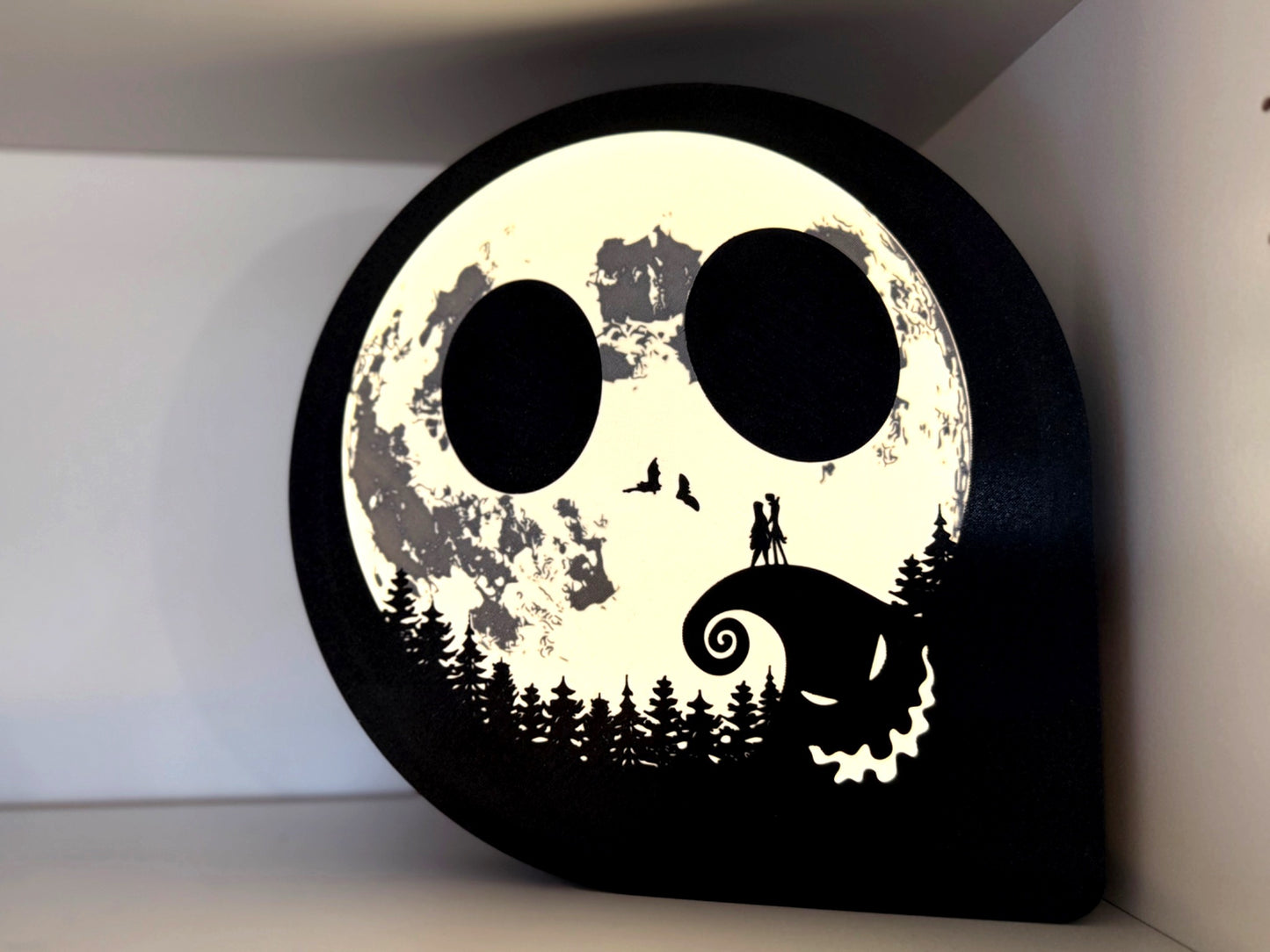 Lampe Jack Skellington – Veilleuse USB blanche – Déco Halloween Tim Burton – Impression 3D Nightmare Before Christmas