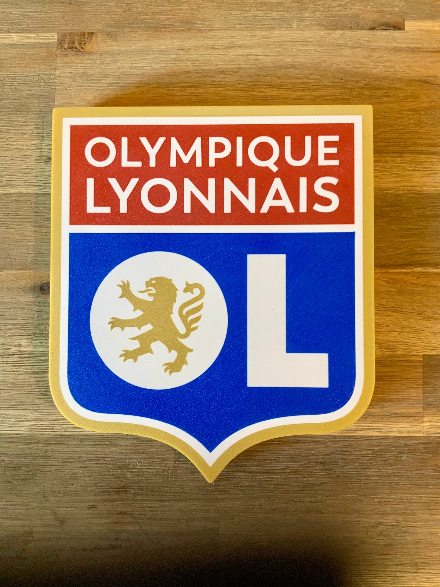 Logo lumineux Olympique Lyonnais – Déco murale LED – Cadeau supporter OL – Impression 3D artisanale