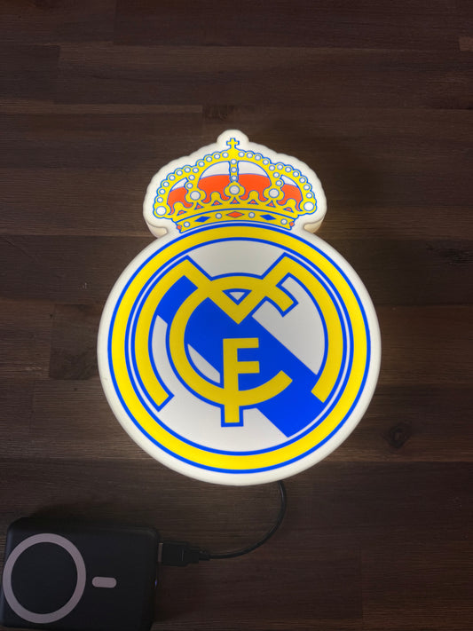 Enseigne Lumineuse Foot, Real Madrid,Football Équipe Décoration LED Support Cadeau Fan Foot