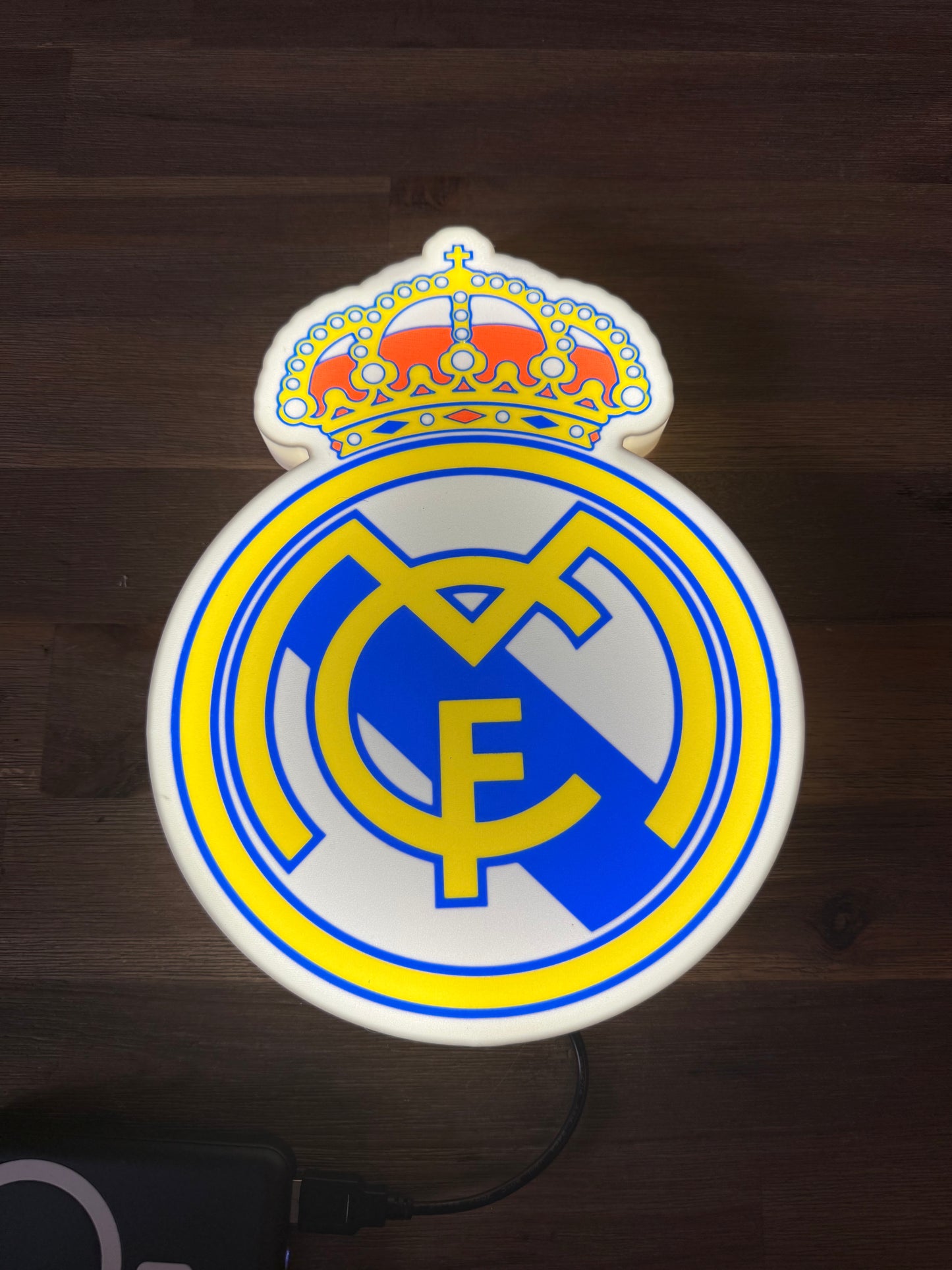 Enseigne Lumineuse Foot, Real Madrid,Football Équipe Décoration LED Support Cadeau Fan Foot