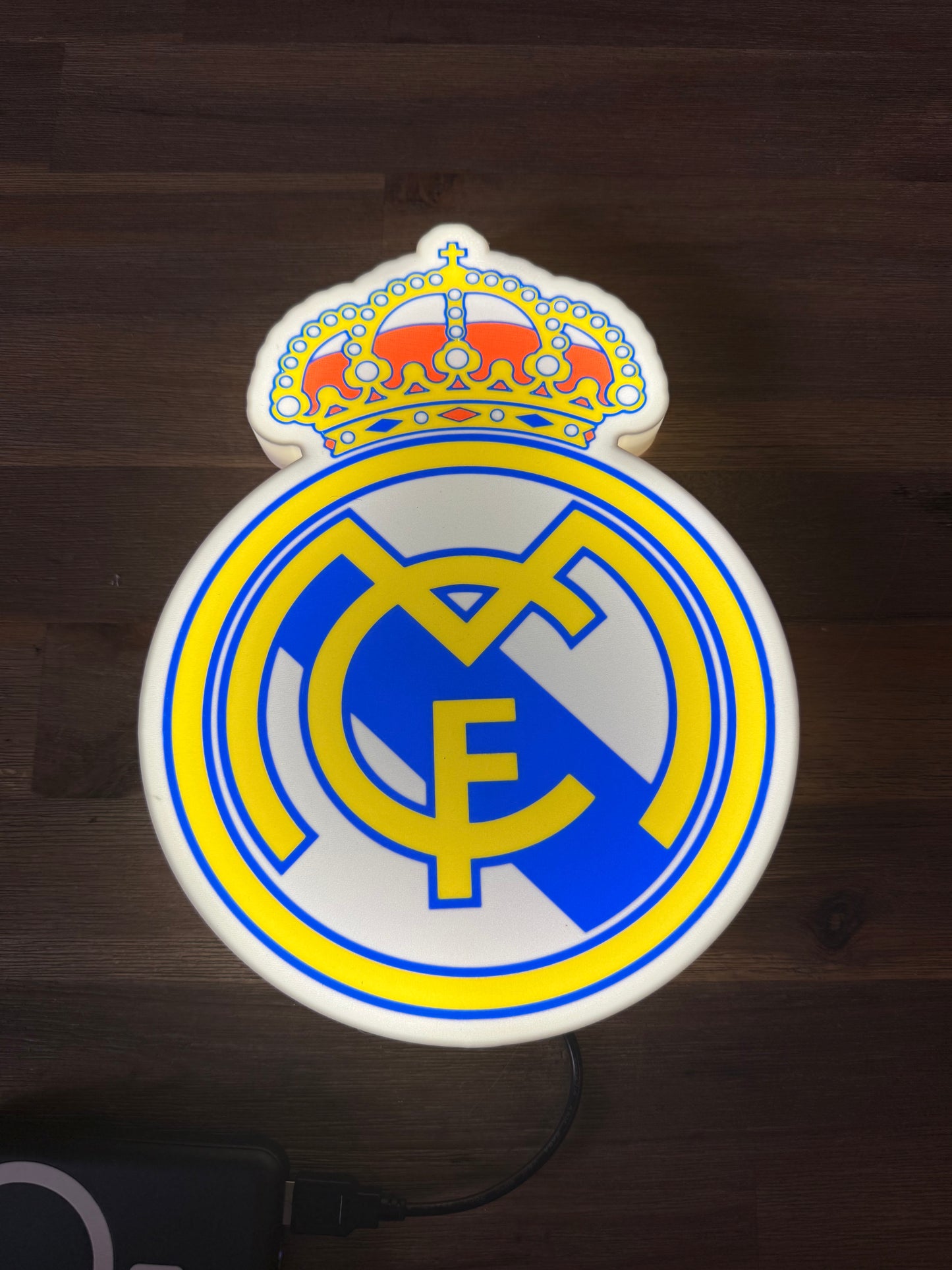 Enseigne Lumineuse Foot, Real Madrid,Football Équipe Décoration LED Support Cadeau Fan Foot