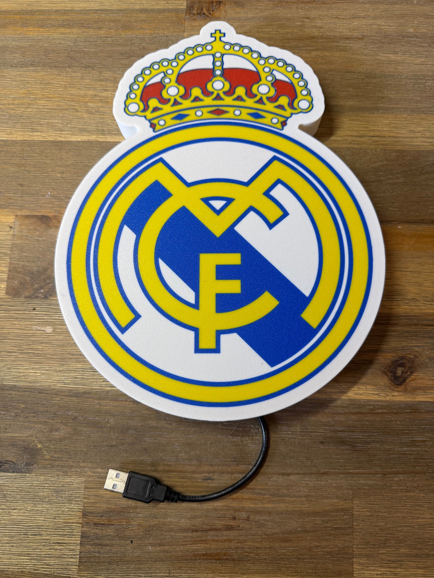 Enseigne Lumineuse Foot, Real Madrid,Football Équipe Décoration LED Support Cadeau Fan Foot