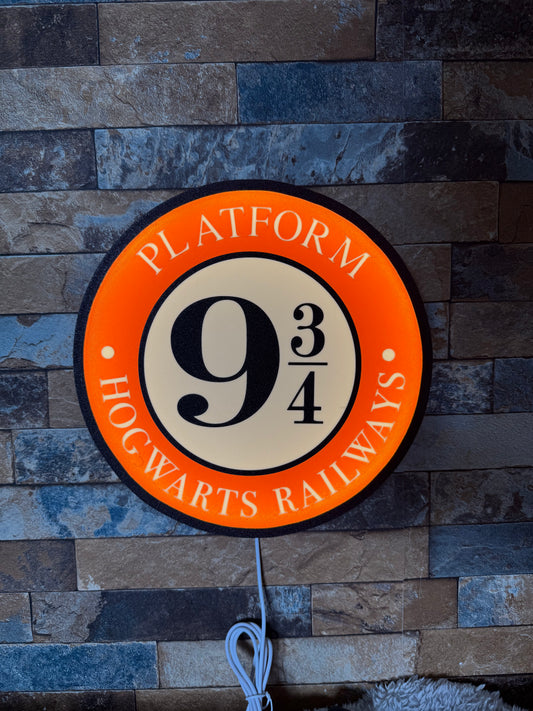 Enseigne Lumineuse Harry Potter - Platform 9 ¾ - Décoration Murale LED USB (30 cm)