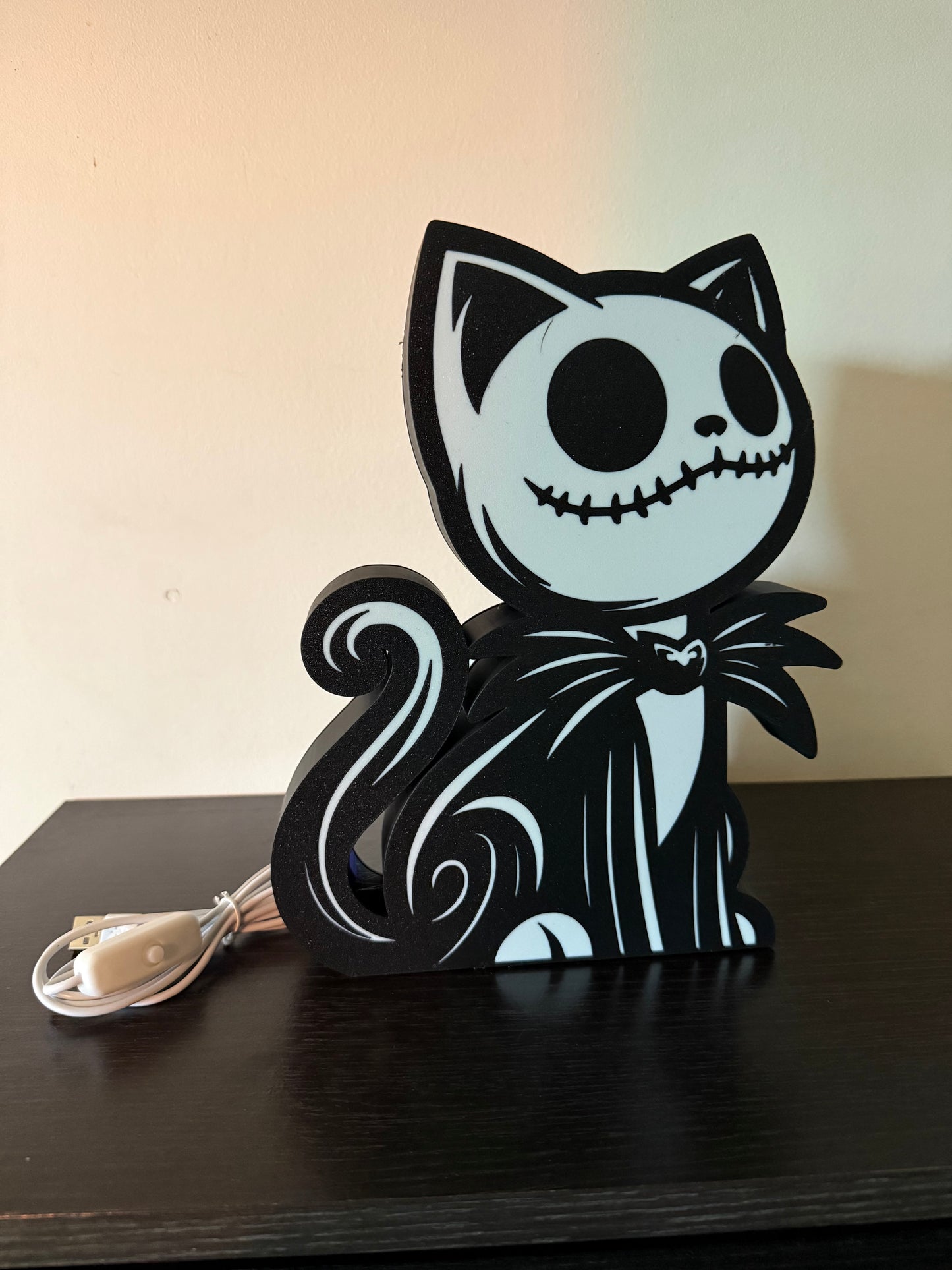 Chat Jack Skellington – Figurine / Décoration Halloween imprimée en 3D