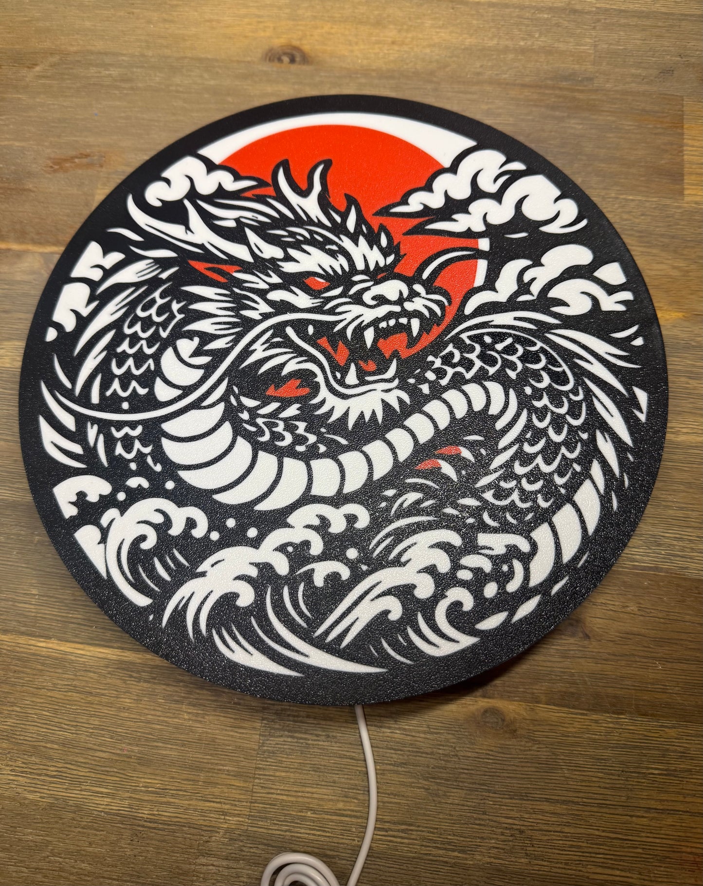 Lightbox Dragon Japonais LED – Décoration Murale Tattoo – Lampe Dragon Irezumi – Art Japonais – Cadeau Déco Moderne