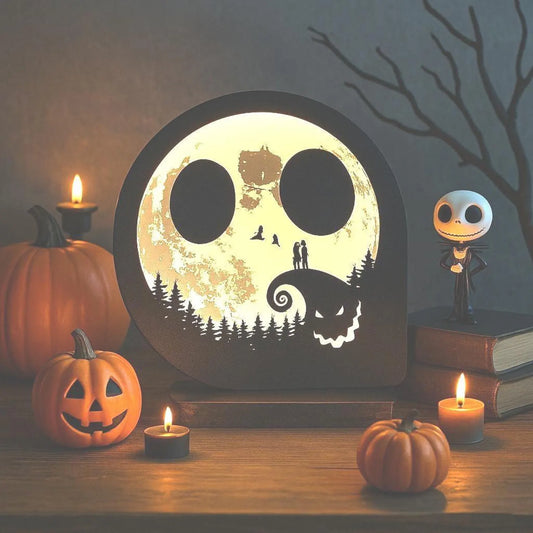 Lampe Jack Skellington – Veilleuse USB blanche – Déco Halloween Tim Burton – Impression 3D Nightmare Before Christmas