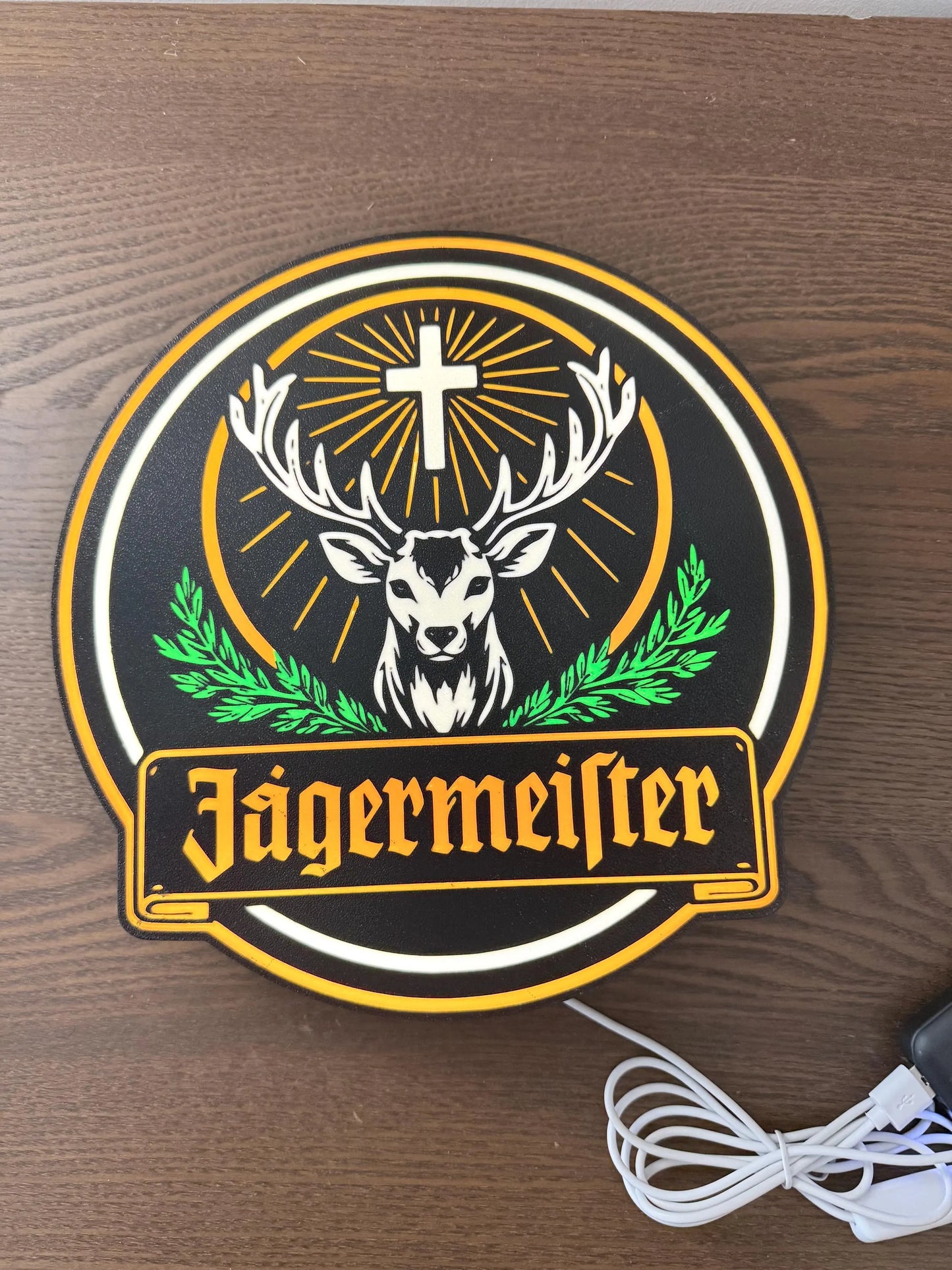 Logo lumineux Jägermeister – Enseigne LED décorative – Déco bar & garage